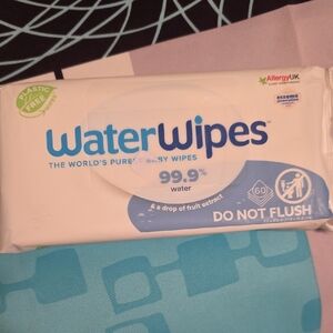WATER WIPES,The Worlds Purest Baby Wipes, 99% water, 2 Packs of 60 ct. Exp.05/26